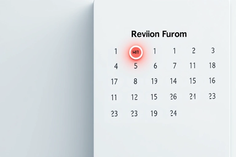 Un calendario con un cerchio intorno a una data, che indica una data di revisione o una scadenza per i termini.